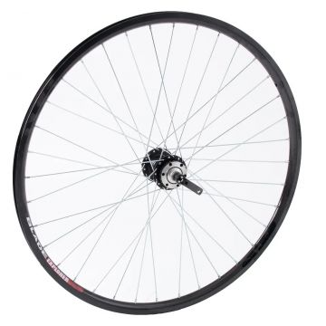 Roata fata dubla, 26x1.75 din aluminiu, culoare negru, frana disc Roata fata dubla, 26x1.75 din aluminiu, culoare negru, frana disc