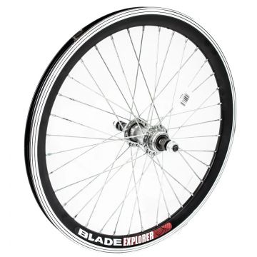 Roata spate dubla, 20x1.5-1.75 din aluminiu, culoare negru Roata spate dubla, 20x1.5-1.75 din aluminiu, culoare negru