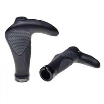 Set 2 mansoane biciclete ergonomice cu coarne, LockOn, culoare gri negru Set 2 mansoane biciclete ergonomice cu coarne, LockOn, culoare gri negru