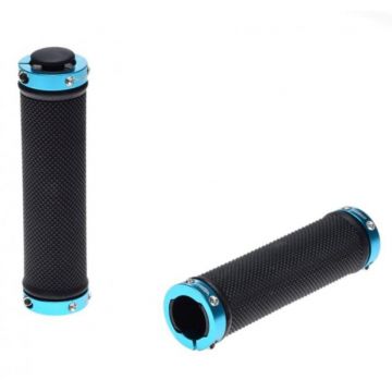 Set 2 mansoane biciclete, LockOn, material Kraton Gel, lungime 127 mm, greutate 128g, culoare negru albastru Set 2 mansoane biciclete, LockOn, material Kraton Gel, lungime 127 mm, greutate 128g, culoare negru albastru