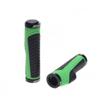 Set 2 mansoane biciclete, suport palma, fixare colier, lungime 133 mm, greutate 198 g, culoare negru verde Set 2 mansoane biciclete, suport palma, fixare colier, lungime 133 mm, greutate 198 g, culoare negru verde