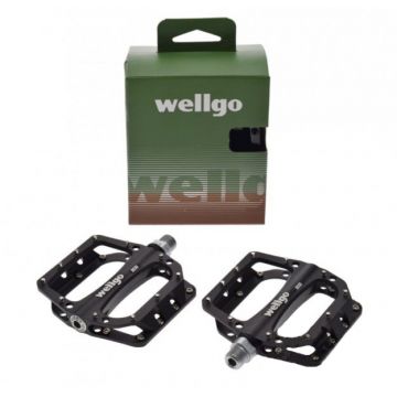 Set 2 pedale Wellgo din aluminiu, filet 9 16, culoare negru Set 2 pedale Wellgo din aluminiu, filet 9 16, culoare negru