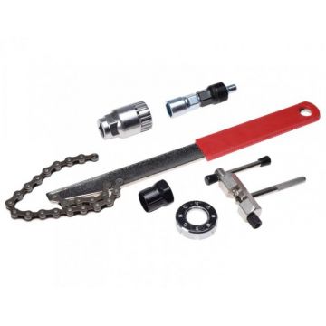 Set chei reparatii biciclete,extractor,blocator,presa,cheie spite Set chei reparatii biciclete,extractor,blocator,presa,cheie spite