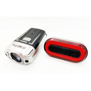 Set far fata spate biciclete 110C, cu fir pentru dinam in butuc Set far fata spate biciclete 110C, cu fir pentru dinam in butuc