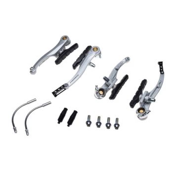 Set frana v-brake argintiu, fata-spate biciclete Set frana v-brake argintiu, fata-spate biciclete