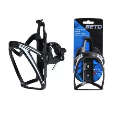 Suport bidon apa BETO BC-110C prindere pe ghidon, culoare negru alb Suport bidon apa BETO BC-110C prindere pe ghidon, culoare negru alb