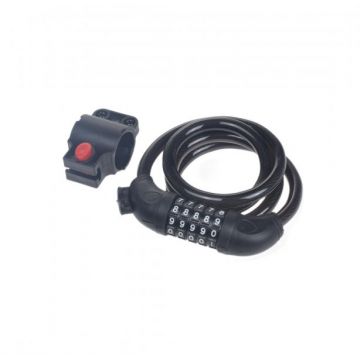 Antifurt cu cifru 10 mm x 1100 mm, culoare negru, cu suport montare Antifurt cu cifru 10 mm x 1100 mm, culoare negru, cu suport montare