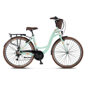 Bicicleta City Umit Valencia, L-430-AT, roata 28  , cadru 430mm aluminiu, frana V-Brake, culoare turcoaz maro Bicicleta City Umit Valencia, L-430-AT, roata 28  , cadru 430mm aluminiu, frana V-Brake, culoare turcoaz maro