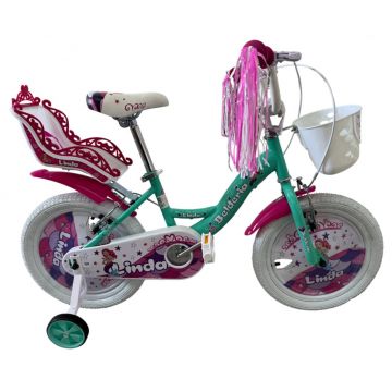 Bicicleta copii Belderia Linda, culoare turcoaz, roata 14  , cadru din otel Bicicleta copii Belderia Linda, culoare turcoaz, roata 14  , cadru din otel