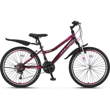Bicicleta copii Umit Faster Lady, frana V-Brake, 21 viteze, culoare visiniu mov, roata 26  , cadru otel Bicicleta copii Umit Faster Lady, frana V-Brake, 21 viteze, culoare visiniu mov, roata 26  , cadru otel