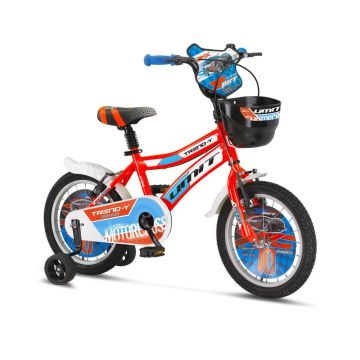 Bicicleta copii Umit Trend-y, culoare portocaliu albastru, roata 16  , cadru din otel Bicicleta copii Umit Trend-y, culoare portocaliu albastru, roata 16  , cadru din otel