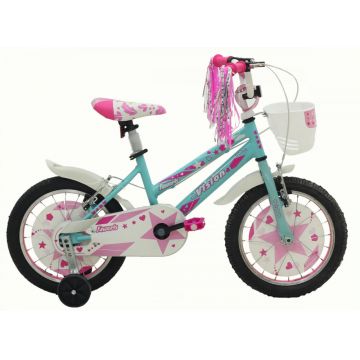 Bicicleta Copii Vision Faworis, culoare turcoaz roz, roata 16  , cadru otel Bicicleta Copii Vision Faworis, culoare turcoaz roz, roata 16  , cadru otel