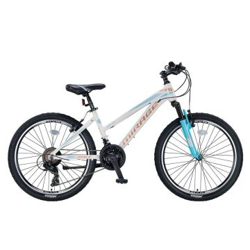 Bicicleta MTB Umit Mirage Lady, 21 viteze, culoare alb turcoaz, roata 24  , cadru din aluminiu, frana V-Brake Bicicleta MTB Umit Mirage Lady, 21 viteze, culoare alb turcoaz, roata 24  , cadru din aluminiu, frana V-Brake
