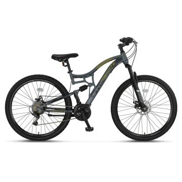Bicicleta MTB Umit Stallion 2D, Full Suspension, SHM, 21 viteze, roata 27.5  , cadru otel, culoare gri verde Bicicleta MTB Umit Stallion 2D, Full Suspension, SHM, 21 viteze, roata 27.5  , cadru otel, culoare gri verde