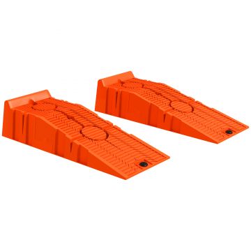 DURHAND Set 2 Rampe de Încărcare pentru Mașină din Plastic cu Sarcină Maximă 5 Tone, 91x30x21 cm, Portocaliu | Aosom Romania
