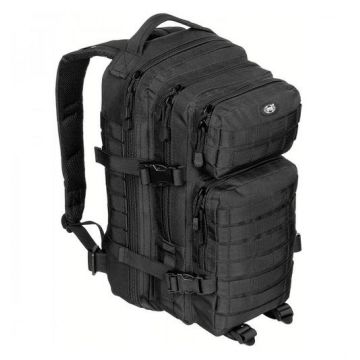 Rucsac modular MFH Assault, 30 litri, multiple buzunare, compatibil sistem hidratare (Negru)