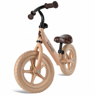 Bicicleta de echilibru fara pedale pentru copii Kidwell Beige reglabila, roti late Eva