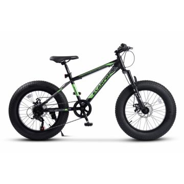 Bicicleta pentru copii Fat Bike Carpat Nunu S20109C, roti 20 inch, echipare Shimano, 7 viteze, NegruVerde