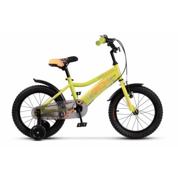 Bicicleta pentru copii Rich R1605A, roti 16 inch, 4-6 ani, VerdePortocaliu