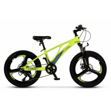 Bicicleta pentru copii MTB Carpat C20343A VerdeGri, roti 20 inch, cadru aluminiu, frane disc, 7 viteze