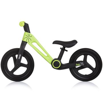 Bicicleta pliabila pentru copii Chipolino Fold X Green fara pedale, 12 inch, greutate suportata 25 kg, scaun reglabil pe inaltime