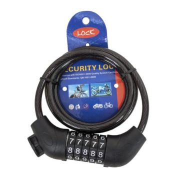 Set 2 x Antifurt pentru Bicicleta, cu Cifru, Dimensiune 8 x 1 m, ZTS 9119