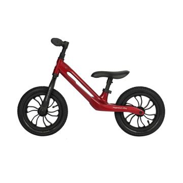 Bicicleta copii fara pedale Balance bike Qplay Racer Rosu Nou de la 3 ani pana la 30 kg, cadru usor de magneziu, reglabil, sa comoda, acoperita cu piele ecologica, roti de cauciuc gonflabil