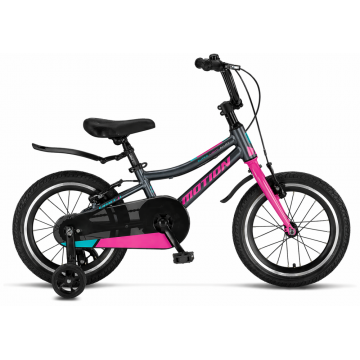 Bicicleta copii Motion Lady, culoare antracit roz, roata 16  , cadru din otel