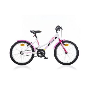 Bicicleta cu pedale, Dino Bikes, Mountain Bike, 20 inch, Pana la 130 cm, White/pink