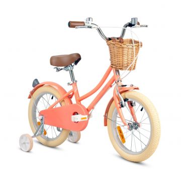 Bicicleta cu roti ajutatoare si cos, Rizz Jr, 16 inch, Peach