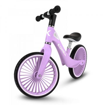 Bicicleta de echilibru fara pedale pentru copii, Kidwell Nix Lavender, 3.05 kg, roti PU 29 cm, reglabila, 80-120 cm, maxim 30 kg