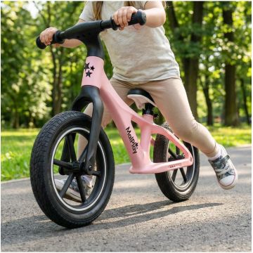 Bicicleta fara pedale pentru copii Malplay Pink, cu saua reglabila, roti 12 inch din PU,  55 x 89 x 42 cm