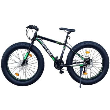 Bicicleta fat bike 26 inch, cadru 17 inch, schimbator shimano, 21 viteze, frane pe disc, negruverde