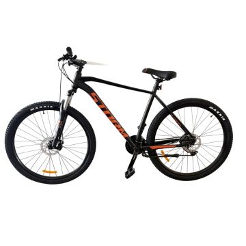 Bicicleta MTB Storm Shark Man 1.0, 29 Inch, Cadru 21, Frane pe Disc, Negru Mat Portocaliu