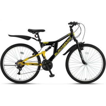 Bicicleta MTB Umit BLACKMOUNT, Full Suspension,V , 21 viteze, roata 26  , cadru otel, negru galben
