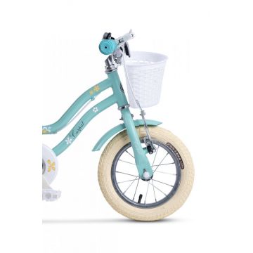 Bicicleta pentru copii 2-4 ani Carpat C12178A Turcoaz 12 inch cu roti ajutatoare si cosulet