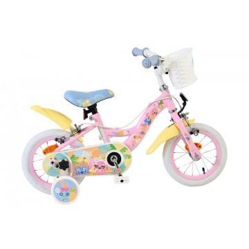 Bicicleta pentru copii EL Disney Stitch Girls 12 inch, frana de mana, scaun si ghidon reglabil, cosulet pe ghidon, spite metalice, roti gonflabile, stopuri reflectorizante