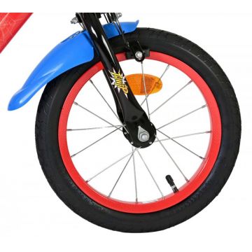 Bicicleta pentru copii EL Spiderman 14 inch, frana de mana pe roata fata, scaun si ghidon reglabil, spite metalice, roti gonflabile, stopuri reflectorizante