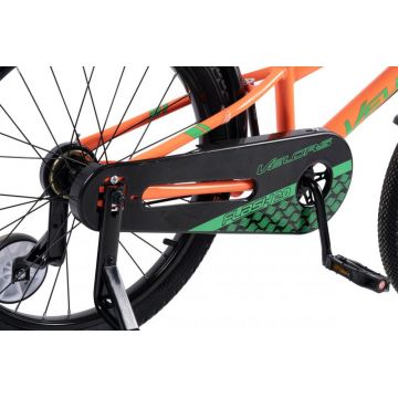 Bicicleta pentru copii Velors V2007B PortocaliuVerde, 20 inch, cu roti ajutatoare