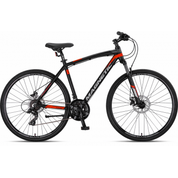 Bicicleta Trekking Umit Magnetic M-460-21-SHIM, negru rosu, roata 28  , cadru aluminiu, frana disc , 2026