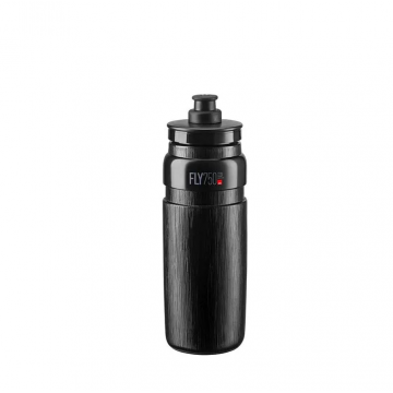Bidon apa Elite Fly Tex, 750ml, negru cu logo gri