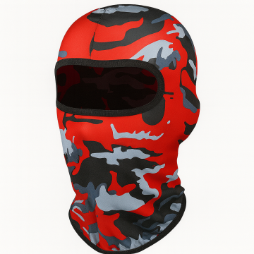 Cagula Camuflaj FIXATO, Unisex, Protectie UV, Material elastic, respirabil, Marime universala, Fire Red