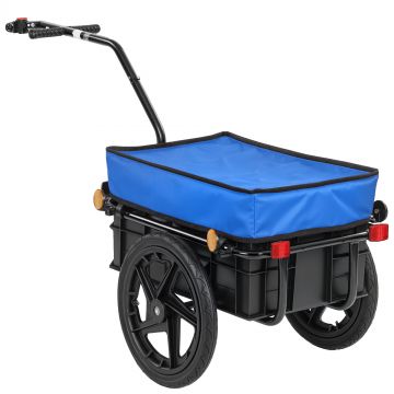 HOMCOM Remorcă bicicletă 40 kg, capac din material Oxford, reflectoare și cadru din oțel, 144x59x80 cm, albastru | Aosom Romania