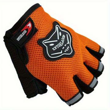 Manusi ciclism FIXATO pentru Bicicleta si Fitness cu protectie palma, din Material Respirabil, marime universala, Portocalii