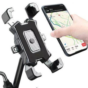 Suport Telefon pentru motocicleta scuter Rotire la 360 , Negru, prindere pe oglinda