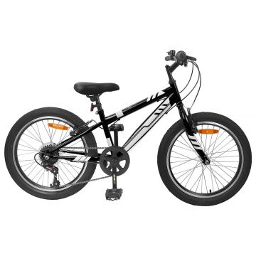vidaXL Bicicletă Montană 24 Inci 6-Speed pentru 8-12 ani Negru