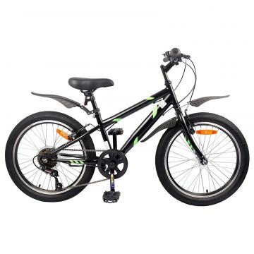 vidaXL Bicicletă pentru Copii 24 Inci 6-Speed pentru 8-12 ani Negru