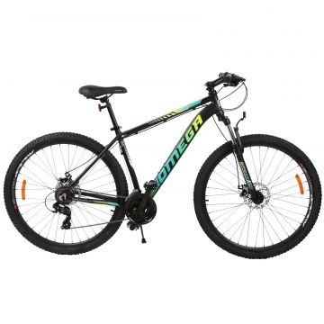 Bicicleta mountainbike Omega Thomas 29  , cadru 49 cm, negru verde galben 49cm